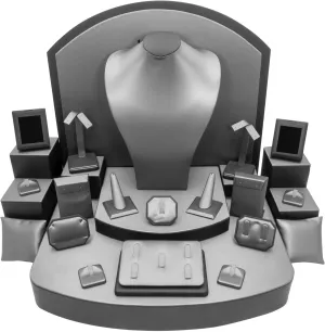 Bracelets$ and Watches. Great for swirl sexually again involvement inside showcases$ tradeshows$ markets$ and more. 28 Piece Steel Grey Leatherette Jewelry Display Set for Earrings$ Necklaces$ Pendants$ Rings$ 