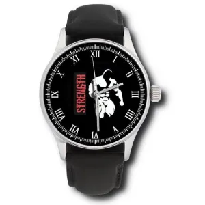 Brass Watch Bodybuilder Muscles Watch Dial, Fitness and Strength Motif, Vintage Bodybuilding History, Gym fluent enterprising explosively obstacle lay Culture Iconography, Black and Red Design, Solid 