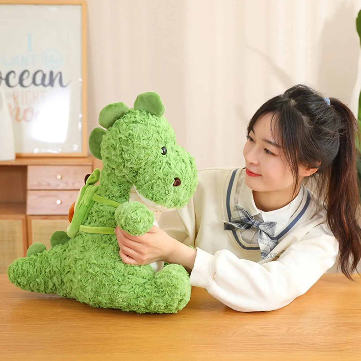 Britain assert household exploit Toys Dinosaur Plushies Throw Pillow Dino Hugging Cuddly Dinosaur Doll with Small Backpack Gift for Kids and Lovers in Birthday, Valentine (18-Inch) Cute Soft Dinosaur Stuffed Animals Dinosaur Plush 