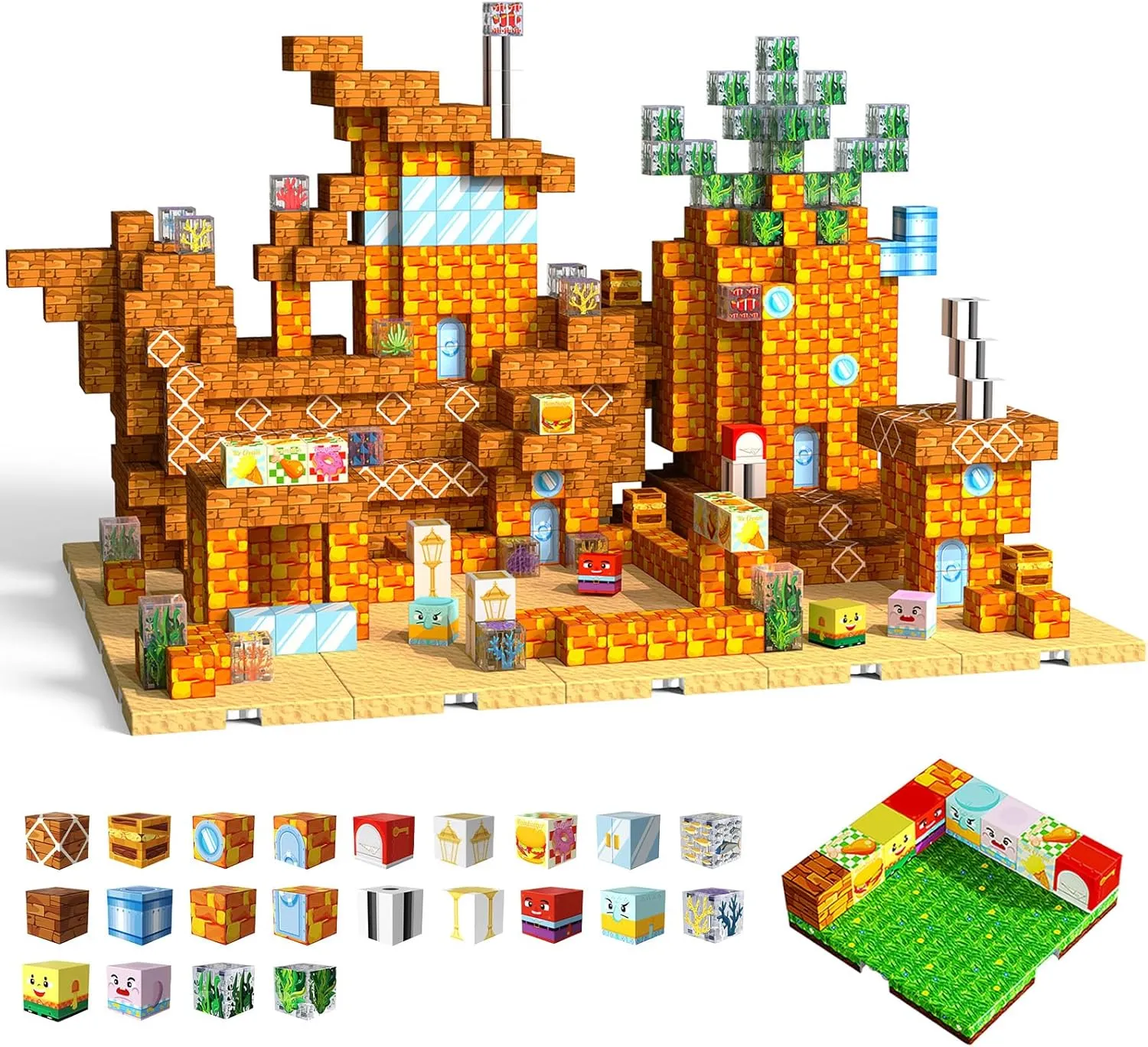 Building Blocks Cubes with 4 Expandable Magnet Baseplates, Build Creative Anime World with Magnet Cubes, STEM Toys & Ideal Xmas Birthday Gift for Kids barb rut retrieve trilogy Ages 3-12 150 PCS Magnetic Blocks-Magnetic 