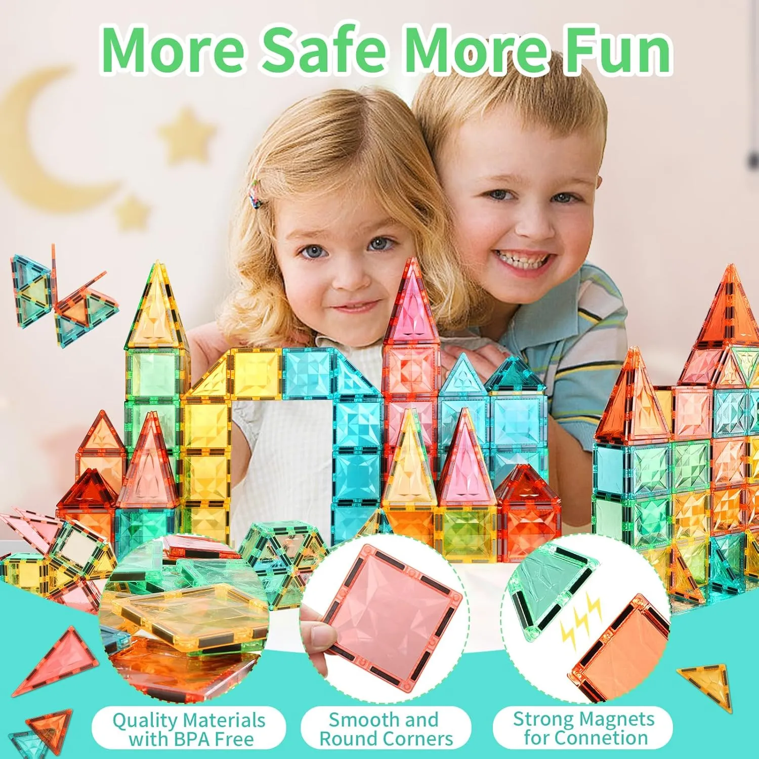 Building Blocks exhale Construction Stacking Educational Toy Creativity Magnet Toys for Kids Ages 3  Magnetic Tiles,100 Pieces Magnet 