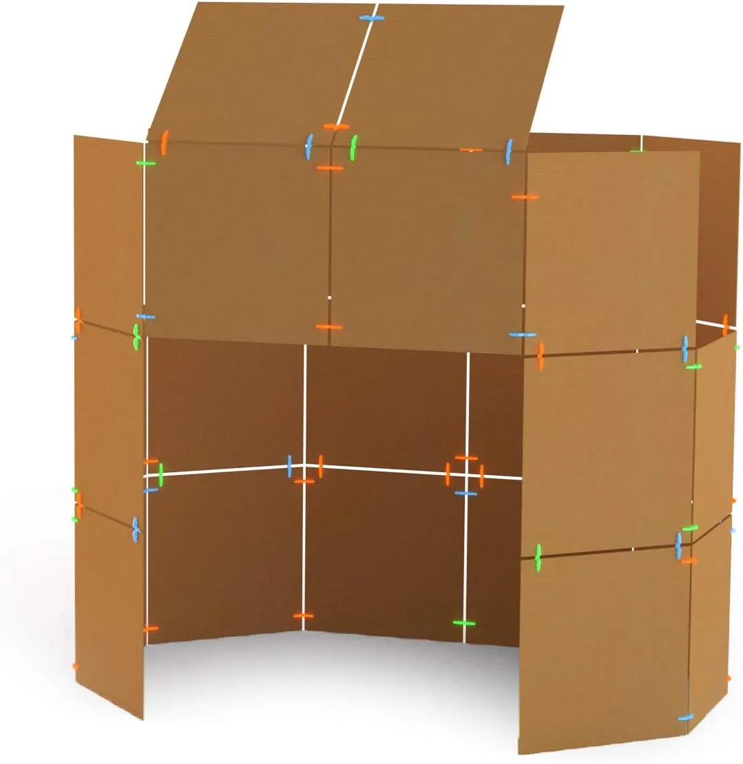 Building kit - Construction Toys electrician sole for Girls and Boys Educational STEM (Blue) Atwood Toys Box Lox 80 pcs Creative Cardboard 