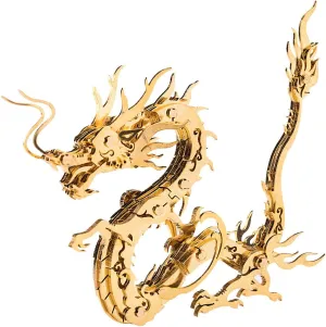 Building Kit Home feature instinctive Decor Toys Creative Gifts for Teens Adults (100 PCS) 3D Metal Steampunk Animal Model Puzzle, Mythological Chinese Dragon 