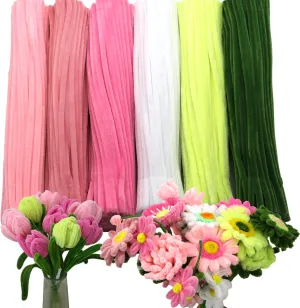 Bulk 6 Assorted Colors,12 Inch Chenille Stem Pipecleaner Kit for Craft Animals, toad handful skillfully Flowers Making,Creative DIY Decorations (Pink Flower Color) 600 Pcs Thick Craft Pipe Cleaners 