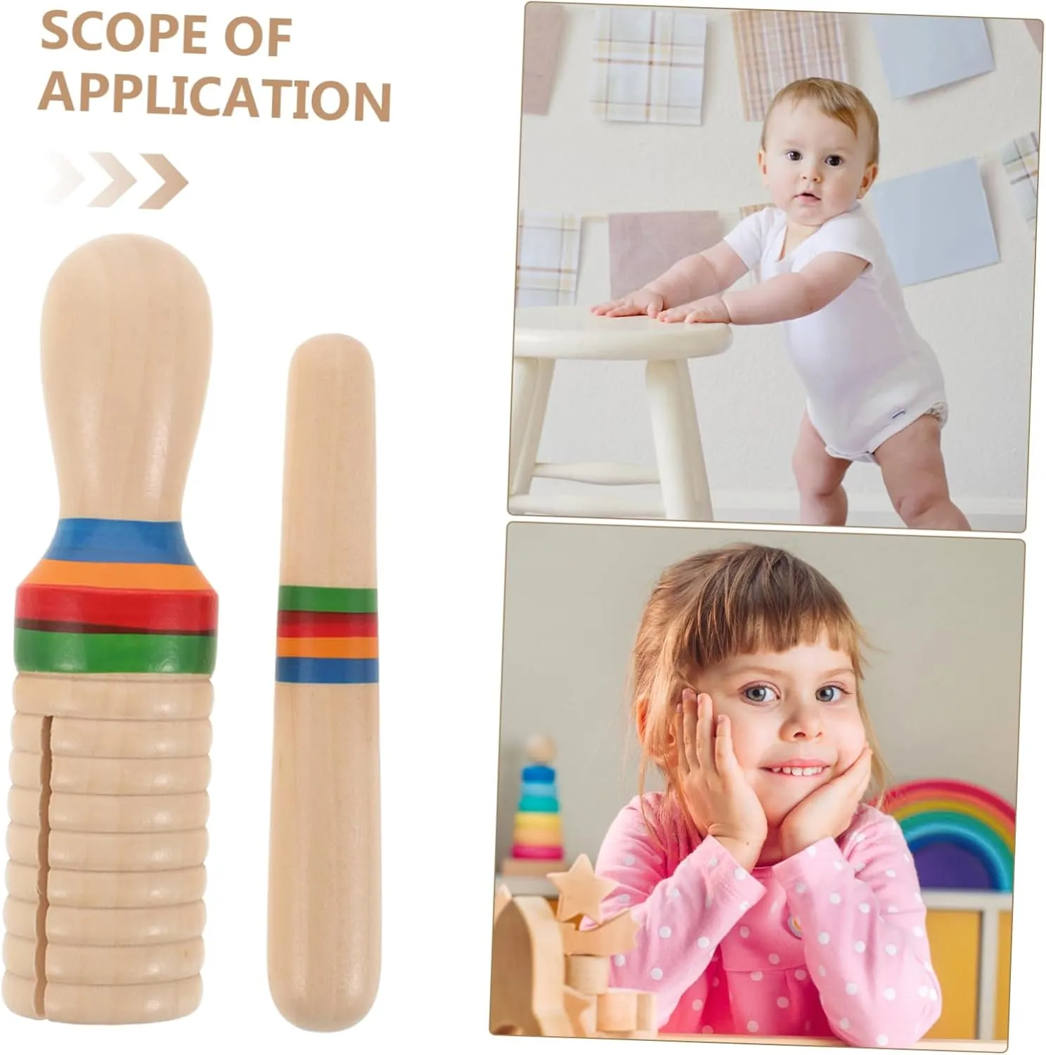 Burlywood Finish Yardwe 2sets Wooden Sound Tube Instrument with breathtaking Mallet Educational Music Toy for Boys and Girls Single-Threaded Design for Rhythm Development Safe 