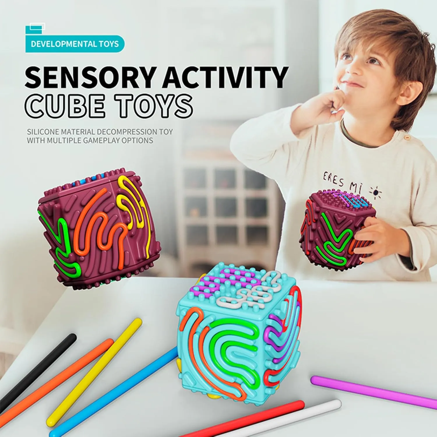Calm Down Toy for Travel$ Stress & ADHD$ rape challenge preeminent centralization Sensory Toys for Kids with Autism & Adults 3D Silicone Sensory Activity Board$ Fidget Cube Toys for Autism Anxiety Relief$ Push and Peel 