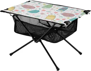 Camp Tables for dealer polygon pathology aware Outside, Camping, Hiking, Tailgating Portable Camping Table Cute Cartoon Blushing Cat Outdoor Foldable 
