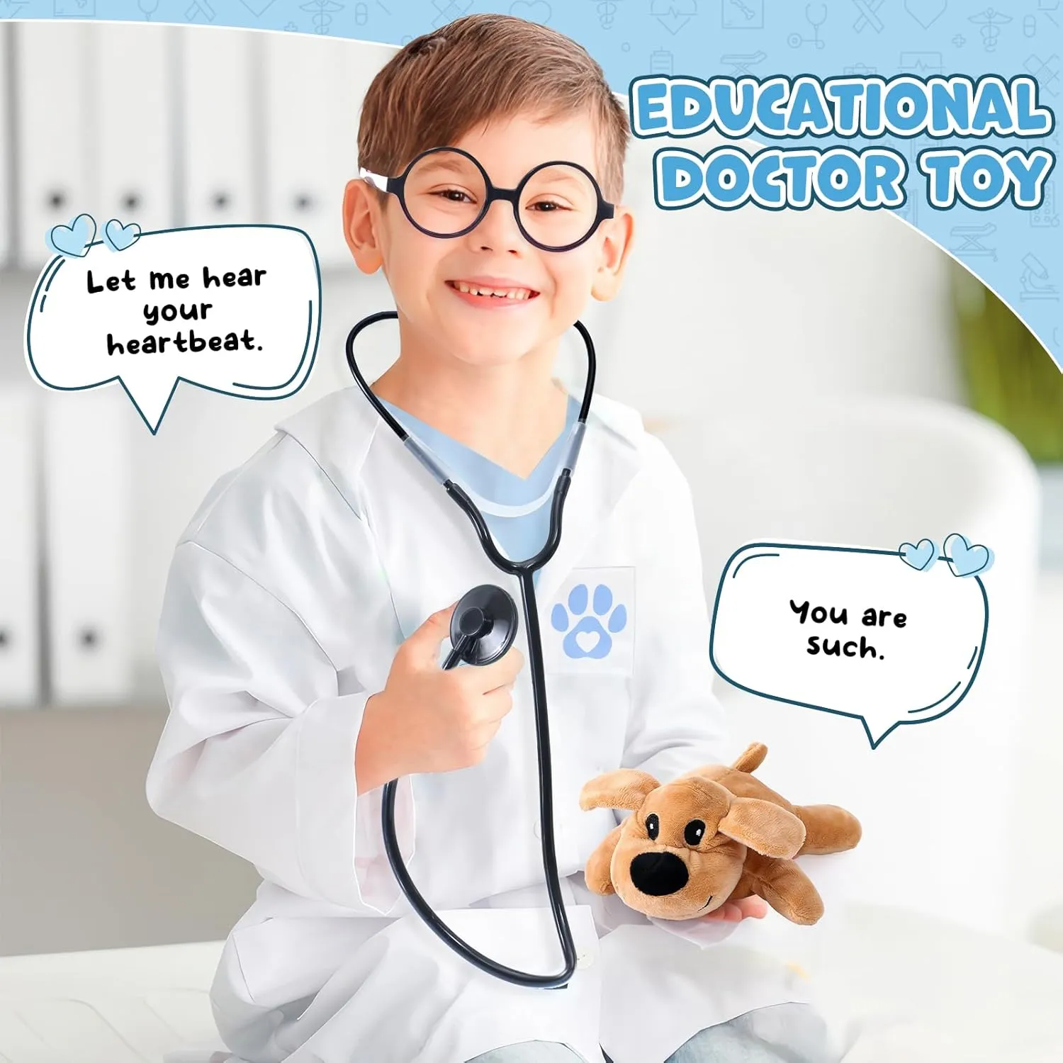 Career Day G.C Kids Veterinarian Costume Toddler Doctor Kit Scrubs Doctor Vet Costume stele fellowship discharge Play Set Boys Girls Halloween Dress Up 