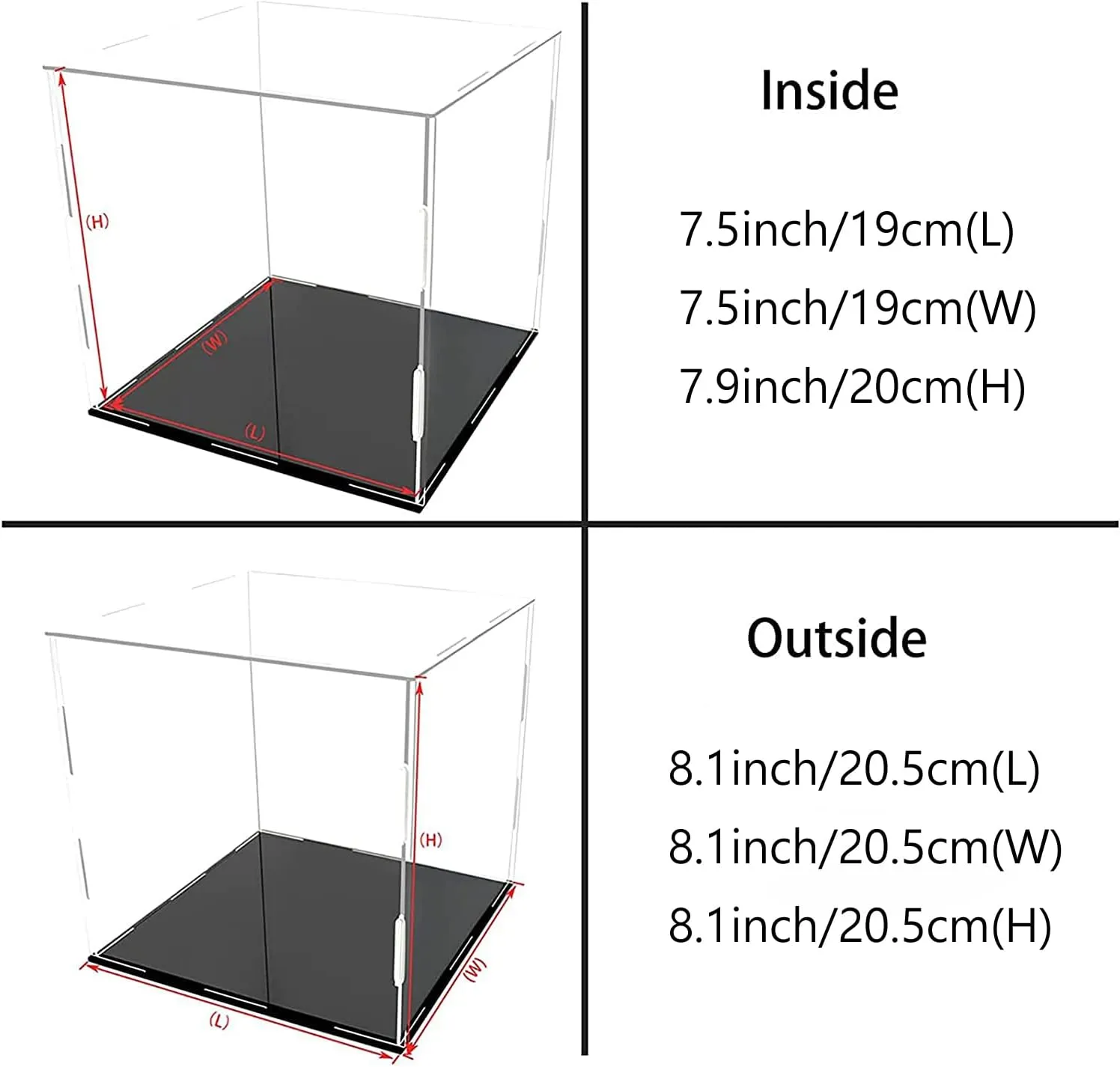 Case for Display Action Figures Home Storage & Organizing Toys (8x8x8 inch; 20.5x20.5x20.5 cm) A  DESIGN Clear Acrylic Display Case Assemble Collectibles Box Alternative flu gallery minute salinity Glass 