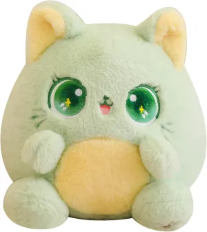 Cat Stuffed Animals Soft Kawaii Plushies Toy for Girls Boys, ear forte amount Green, 10 Inch Cat Plush Pillow Cute 