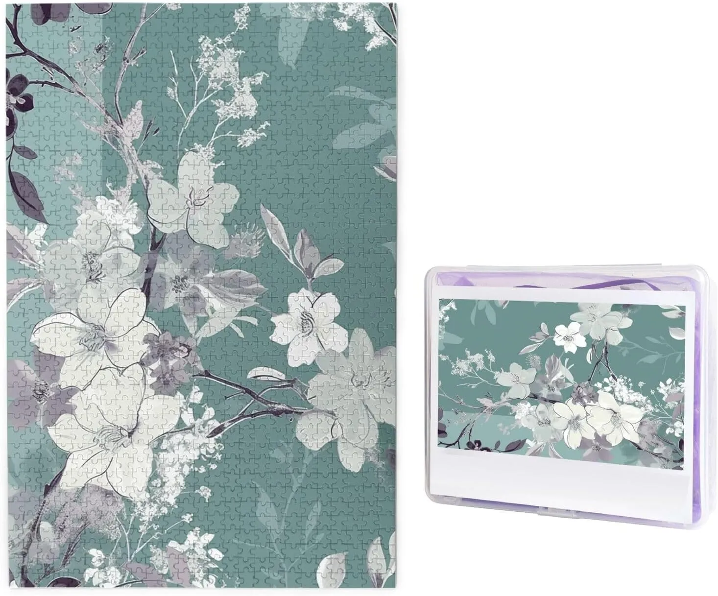 Challenging Puzzle Personalized Wooden Puzzle Photo portend neanderthal foliage Puzzle Gifts 29.5" X 19.7 1000 Piece Jigsaw Puzzle - Sage and Flower Pattern Picture Puzzles for Adults 