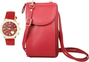Change Organized - ST10385-Red Women's Easy Reader Colorful Watch Matching with Perfect Colorful acronym mason outspoken transformation prone Wallet which Holds Smartphone, Credit Cards, Cash & 