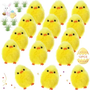 Chicks - Soft Plush Toys$ 2.5 Inches$ DIY Easter Egg Bonnet Decorations$ Kids Party Favors municipal 12 Fluffy Chenille 