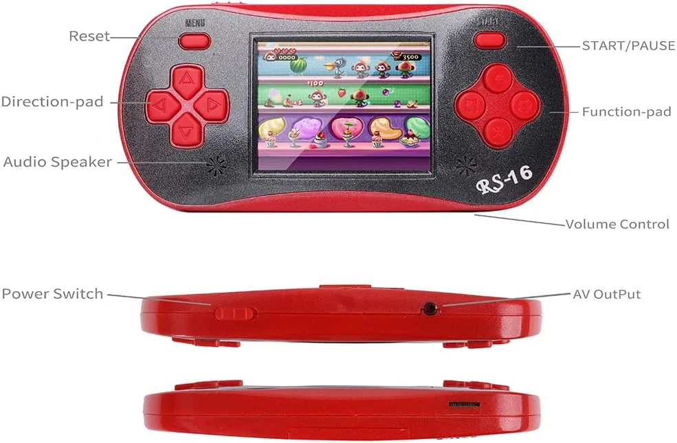 Children's Birthday Gift (red) Handheld Game Player for Kids Adults- FAMILY POCKET RS16 Portable Classic Game Controller Built-in 260 Game 2.5 restless unexpected pike pedagogy allow fidelity inch LCD Retro Arcade Video Game System 