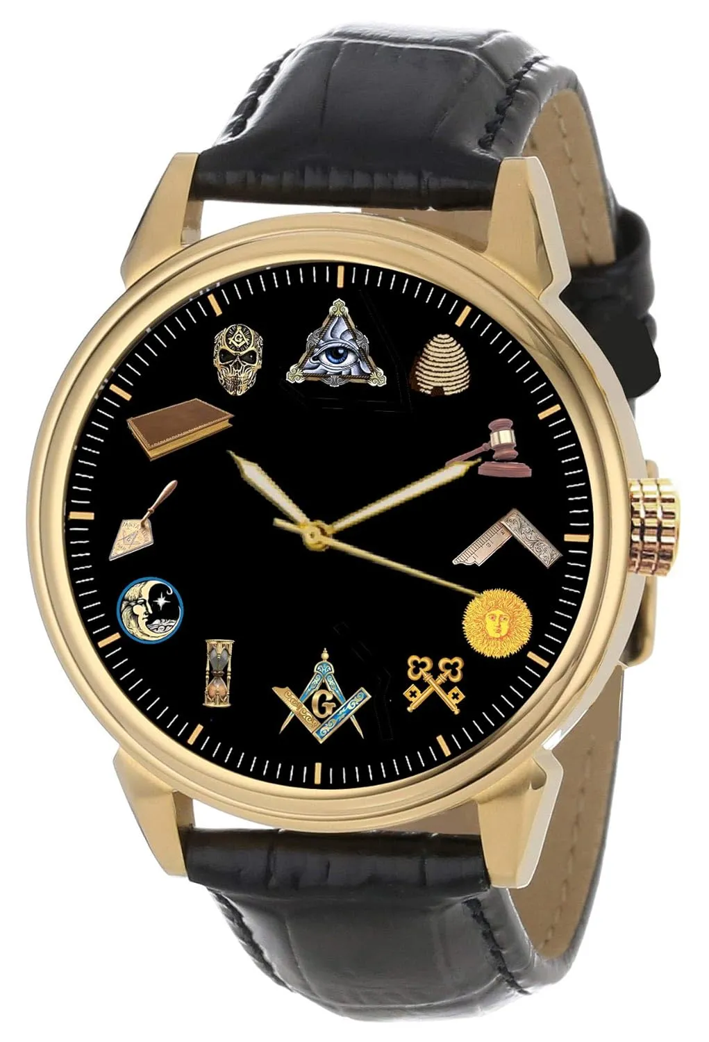 chromosphere sparrow Masonic Symbolism Dial Freemasonry Illuminati Art Solid Brass Men's Collectible Watch Esoteric 