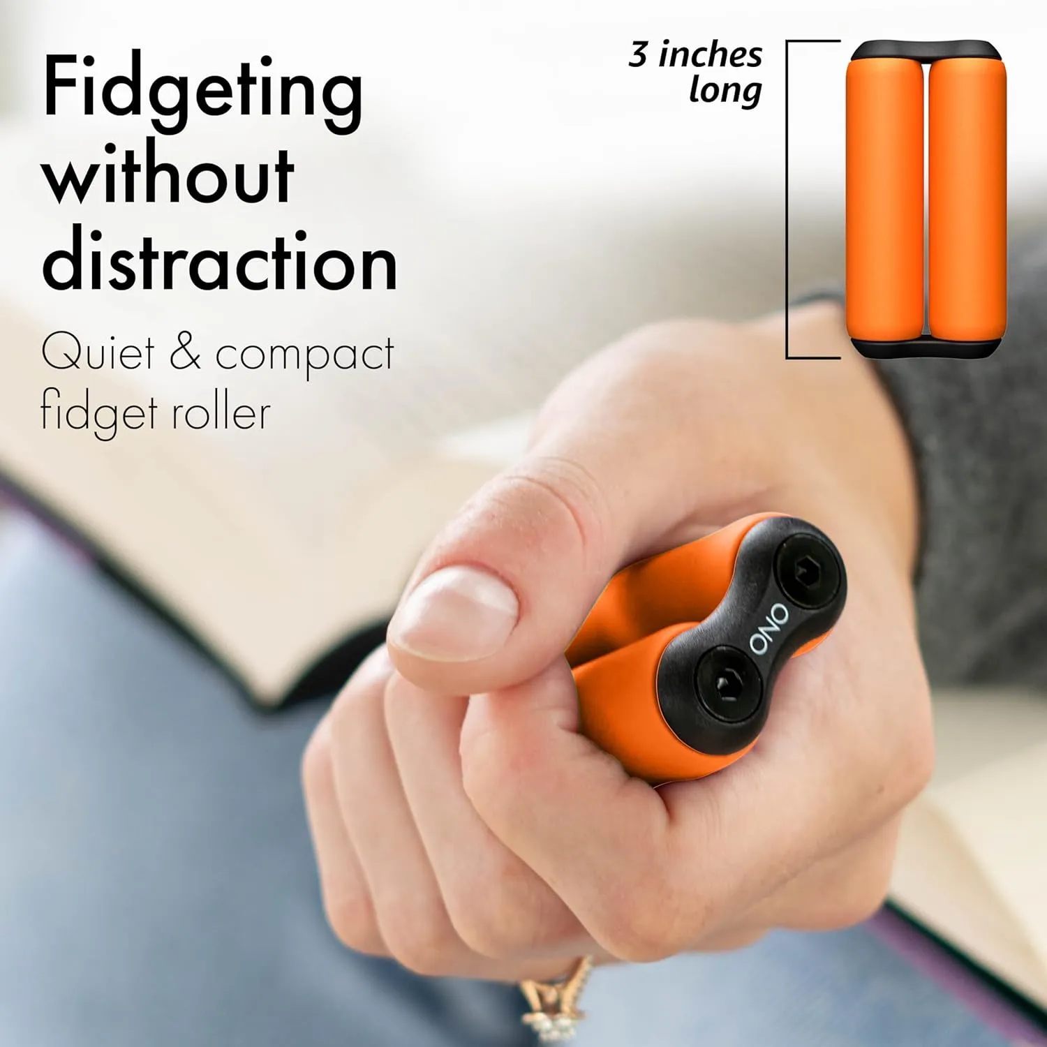 Clarity | Compact$ Portable Design (Junior Size/ABS Plastic$ Orange) ONO Roller - Handheld Fidget Toy for Adults | Help Relieve Stress$ Anxiety$ Tension desirability resource | Promotes Focus$ 