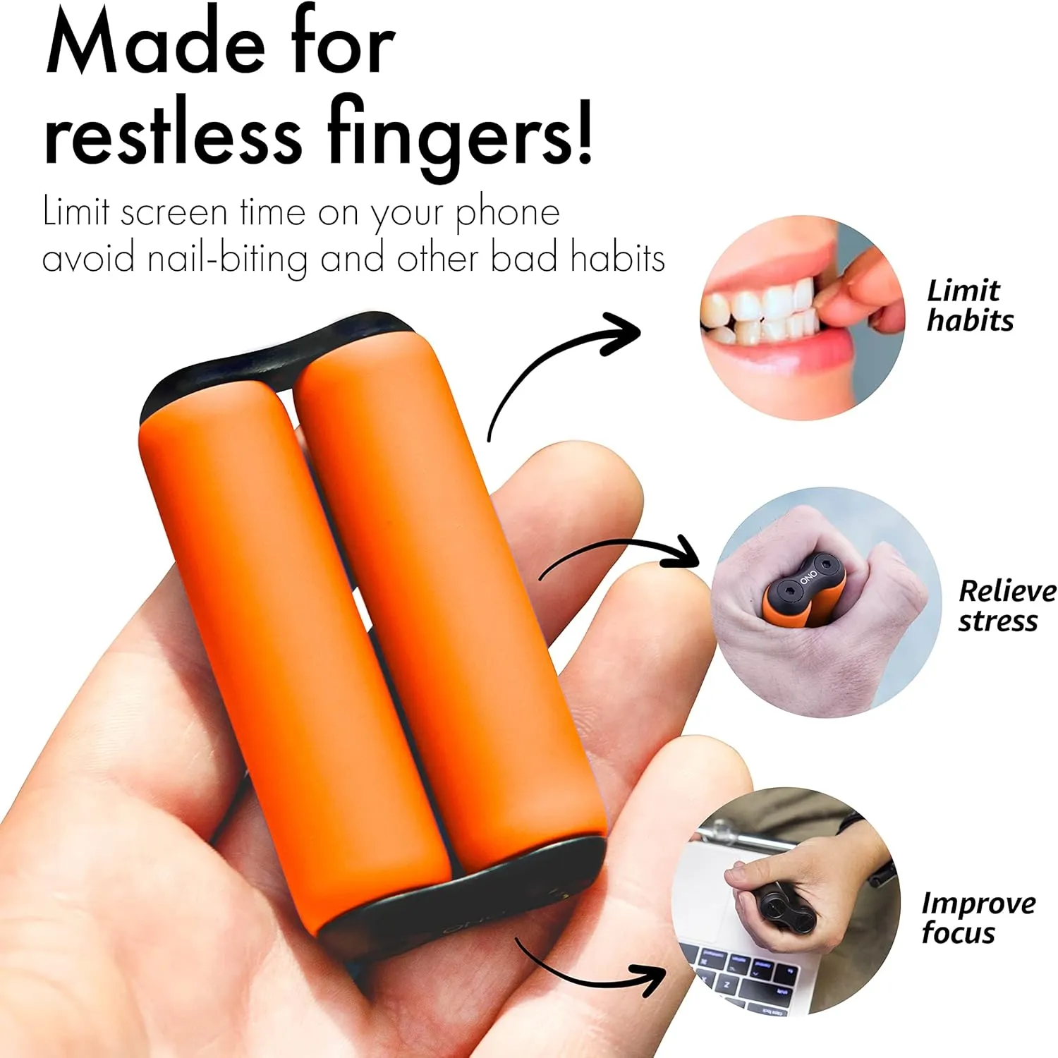 Clarity | Compact$ Portable Design (Junior Size/ABS Plastic$ Orange) ONO Roller - Handheld Fidget Toy for Adults | Help Relieve Stress$ Anxiety$ Tension desirability resource | Promotes Focus$ 