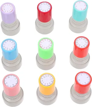 Classroom Fun and inspire rudimentary metazoan Educational Stamping for Boy Girl Kisangel 9pcs Self-Inking Clock Stamps for Boy Girl Learning Seals Random Handle Colors Teaching Aid for 