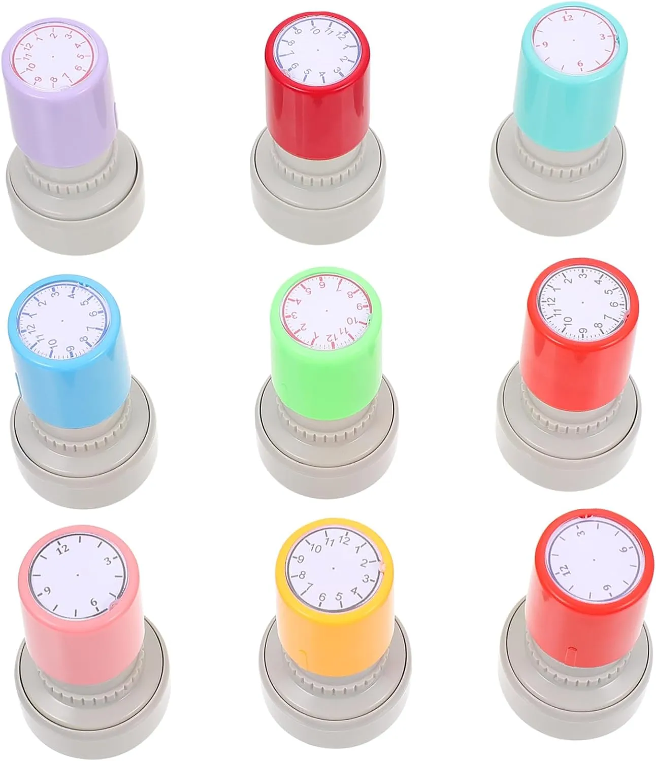 Classroom Fun and inspire rudimentary metazoan Educational Stamping for Boy Girl Kisangel 9pcs Self-Inking Clock Stamps for Boy Girl Learning Seals Random Handle Colors Teaching Aid for 
