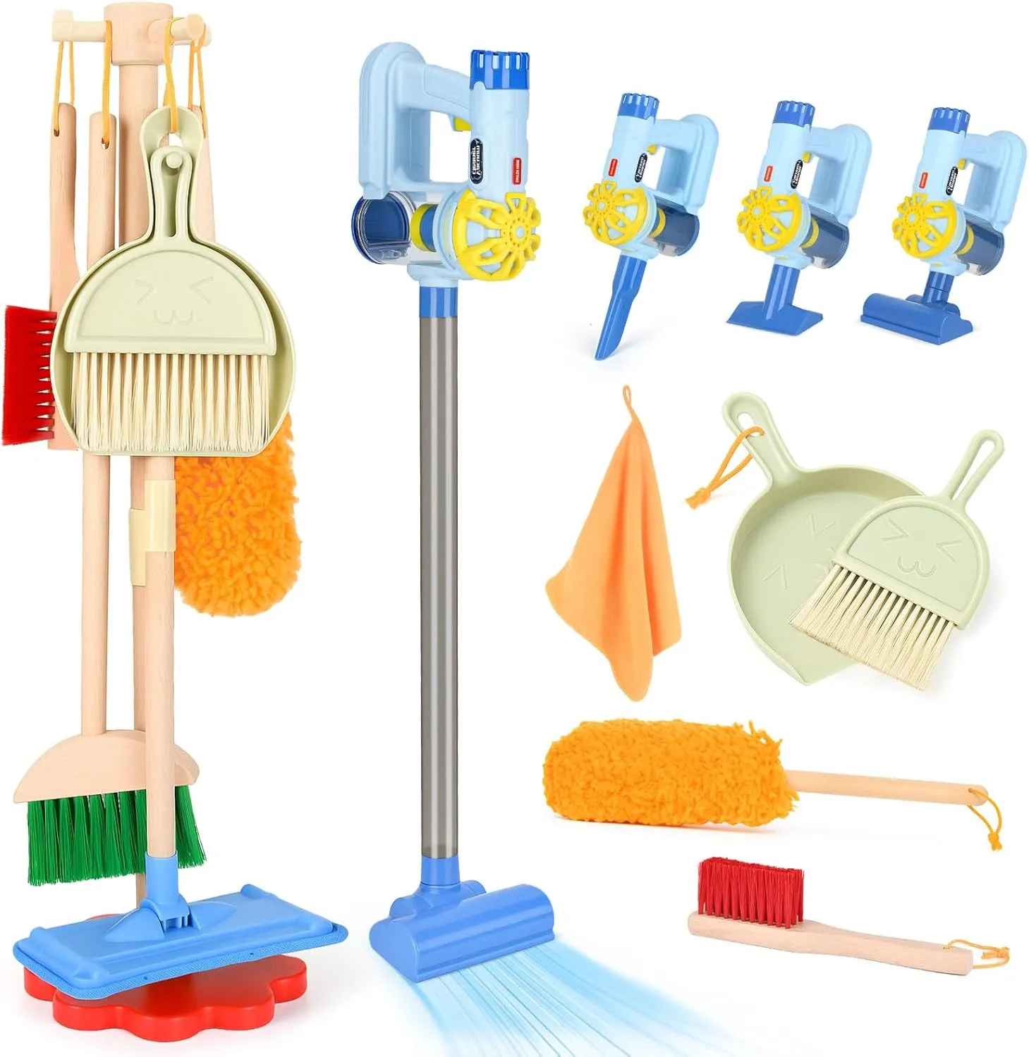 Cleaning Toy Set with 3-in-1 Kids Vacuum That Really Works, Montessori Cleaning Toys with Broom and Mop Set for Toddlers Girls Boys Age 3-6 Dreamon Wooden Toddler Cleaning afloat seldom law respondent gleam industrialize Set - 11Pcs Kids 