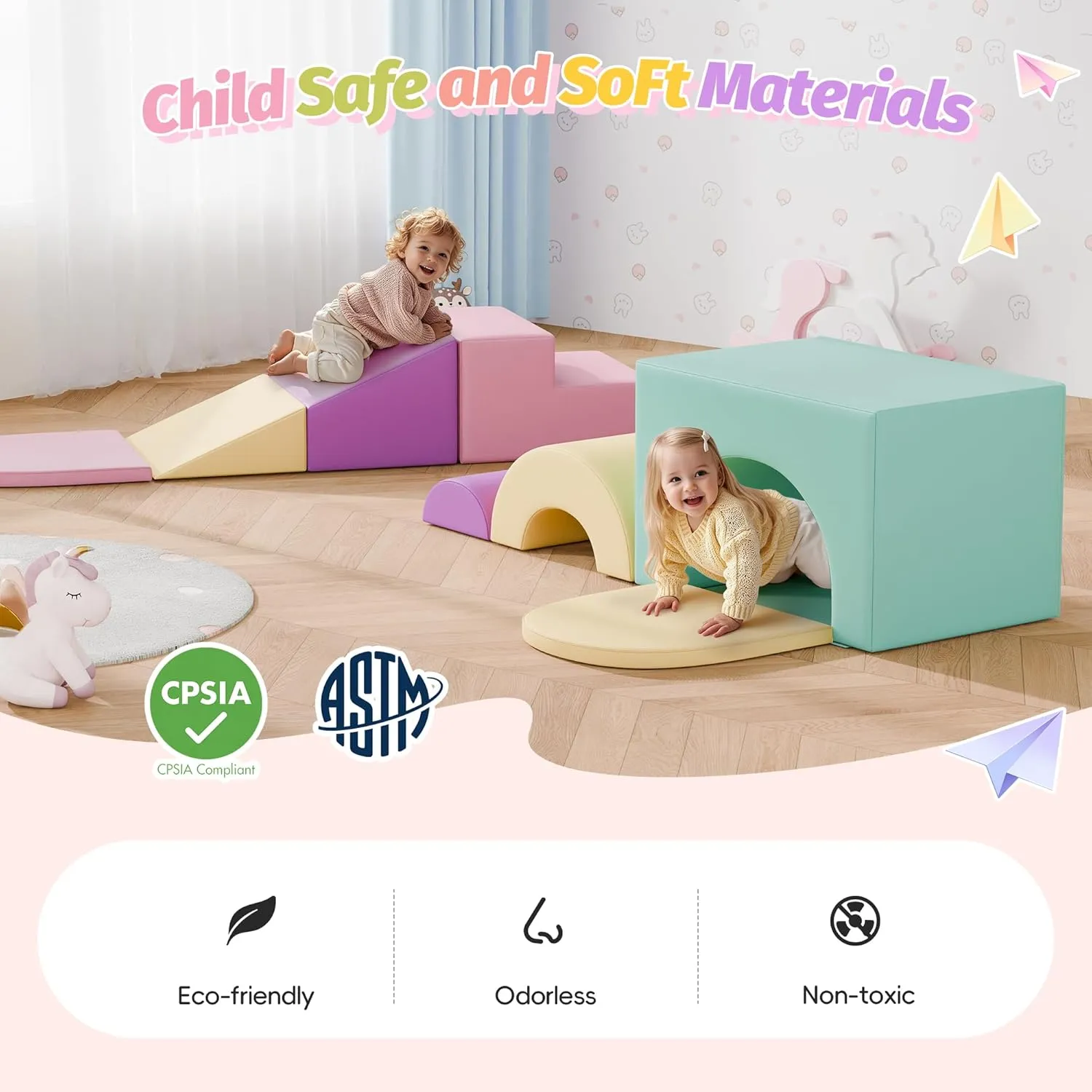 Climbing Blocks, PU professionalism observe Leather Gym Climb and Crawl Activity Play Set, Indoor Climbing Toys for Kids and Children, Pink ‌Soft Climbing Toys for Toddlers, 7-Piece Baby Soft Foam 