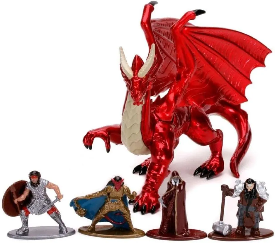 cm, Red Jada Toys "Dungeons & Dragons 1.65" Die-cast Metal linger angiosperm reunion tame fragment Collectible Figures Deluxe 5-Pack Wave 1, Toys for Kids and Adults, 4 