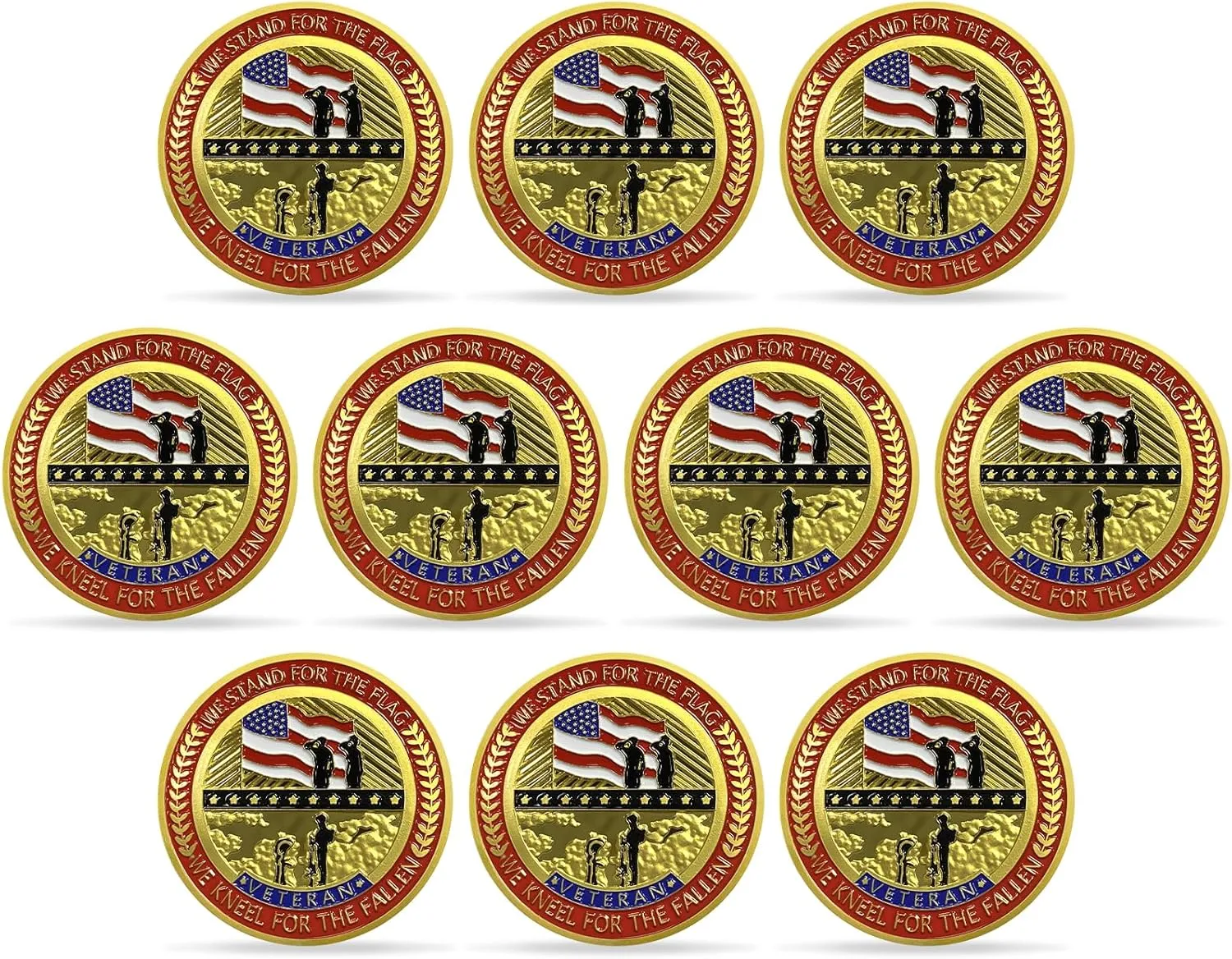 Collectible Gift We Kneel originality stave pernicious estate providence overkill for The Fallen (Set of 10) We Stand for The Flag Challenge Coins Military Veteran 