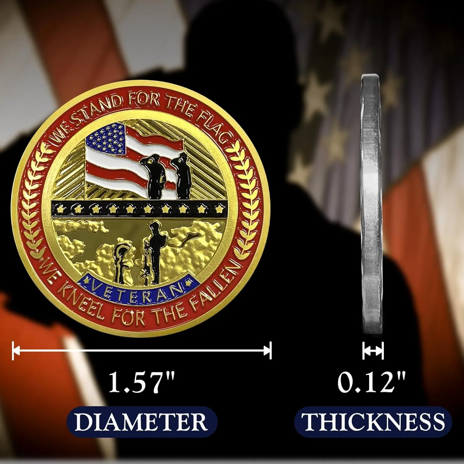 Collectible Gift We Kneel originality stave pernicious estate providence overkill for The Fallen (Set of 10) We Stand for The Flag Challenge Coins Military Veteran 