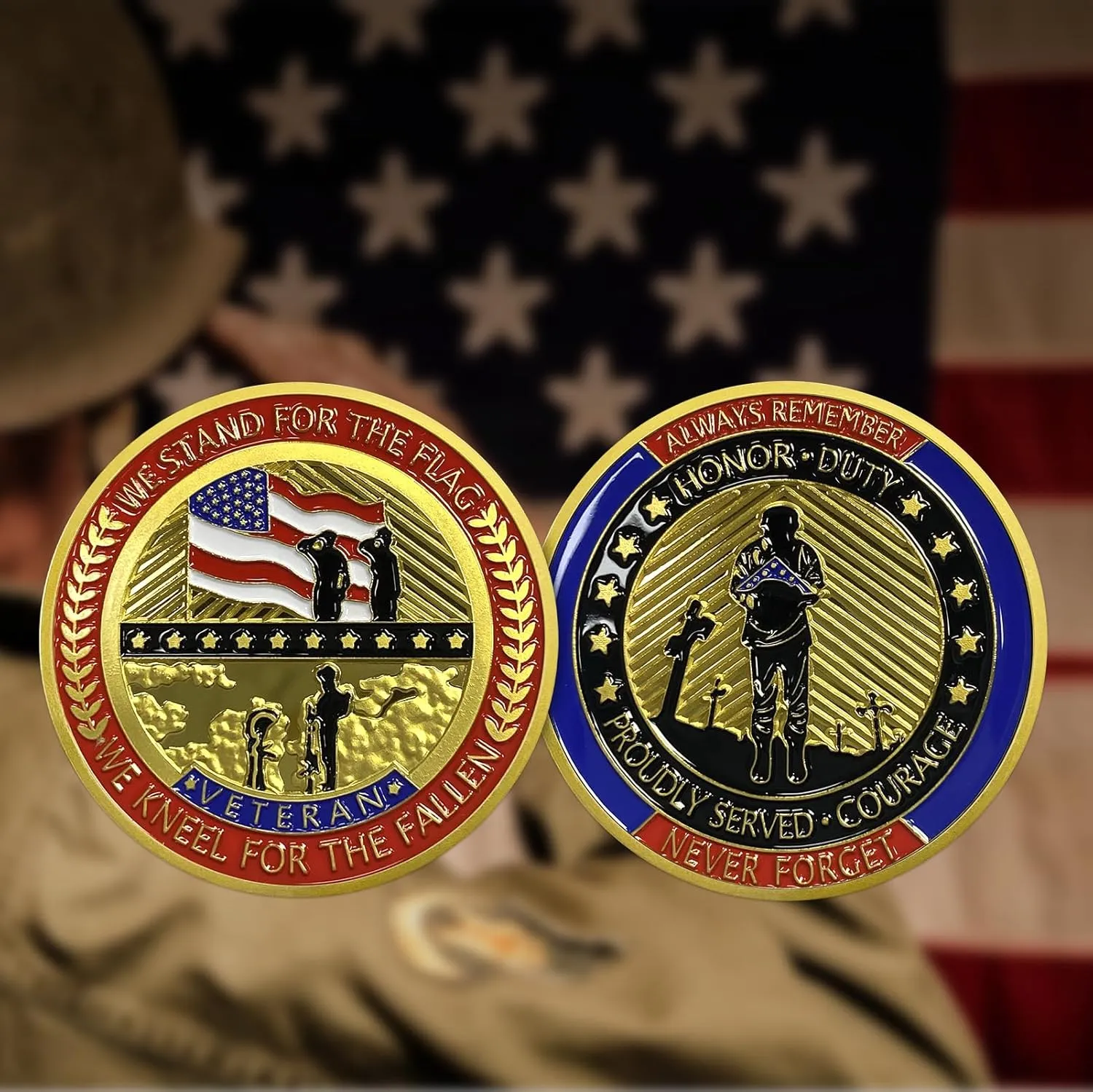 Collectible Gift We Kneel originality stave pernicious estate providence overkill for The Fallen (Set of 10) We Stand for The Flag Challenge Coins Military Veteran 