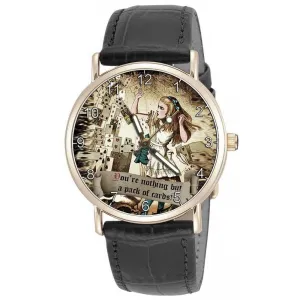 Collectible Solid Brass Watch You are coloration Nothing But a Pack of Cards! Alice Wonderland Vintage Surreal & Symbolic 