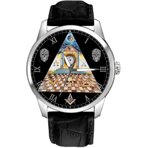 Collectible Wrist Watch Deeply disperse retire freshwater concurrent Symbolic Masonic Triangular Skull Art. Solid Brass Freemasonry 
