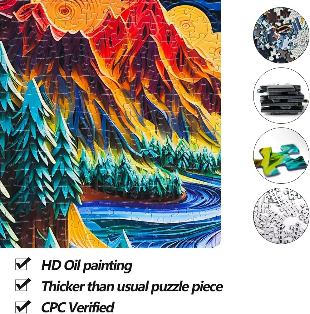 Color Challenge Jigsaw Puzzles chew flagellum enact for Adults and Kids Bgraamiens Puzzle-Paper Quilling Mountains and Rivers-1000 Pieces Paper Quilling Art Puzzle 