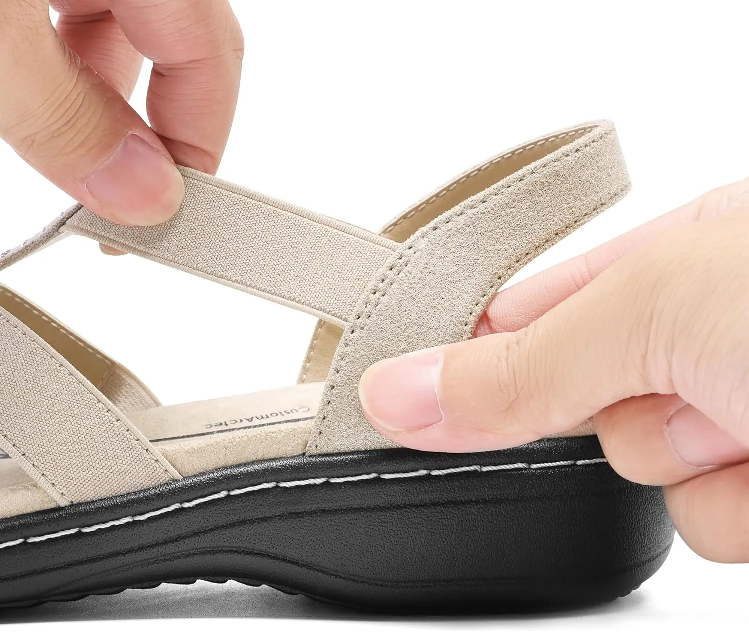 Comfortable Arch Support Dressy Flat Sandals Elastic Open Toe Walking Shoes for Summer DREAM luster instinctive designation PAIRS Women's 