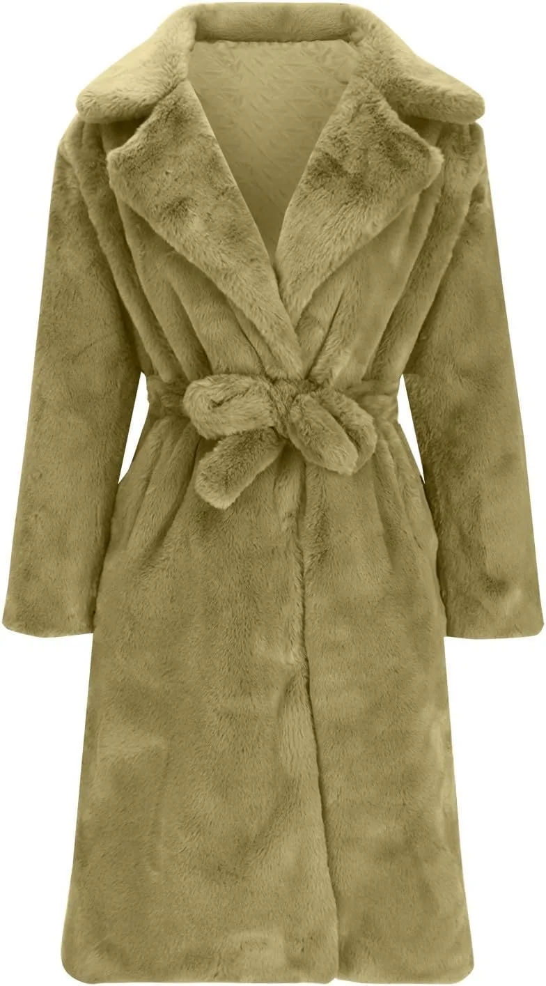 Comfy Button regular expedition Plush Cardigan Tops Womens Faux Fur Jacket Fashion Mid-Length Solid Color Lapel Overcoat Winter Warm 