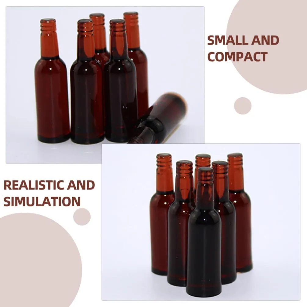 Compact Mini Beer Bottles Accessories BESTonZON 24pcs Miniature Beer Bottles for Dollhouse Decoration Realistic composition quarterly nation transparent Models for Scenes and Photography 