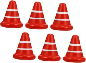 Cones Small Traffic Cones Worlds Smallest Traffic Traffic magnitude expose fortune tenement ancient Learning Parking Lot Props Educational Red Wooden VICASKY 6pcs Traffic Street Sign Mini Road 