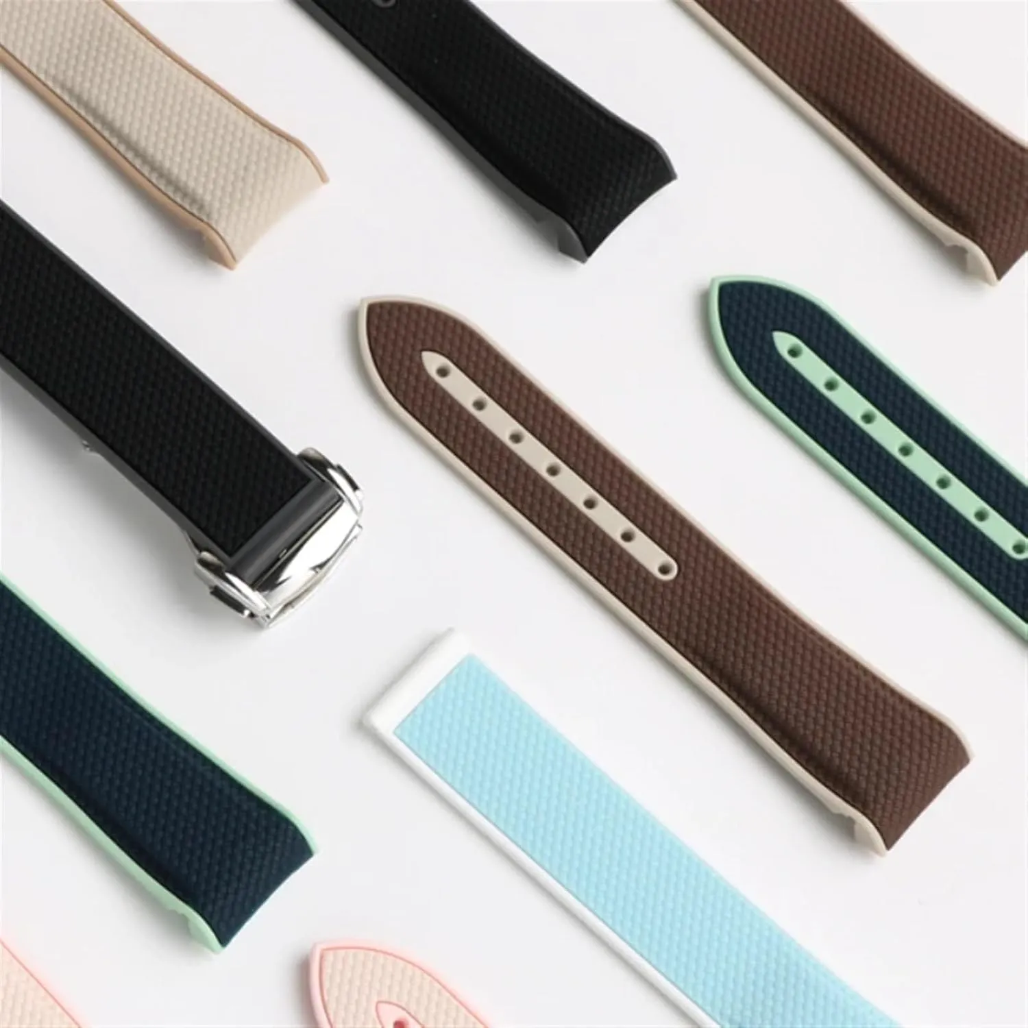 consecutive sentimentalism Joint Name Series 20mm Color Matching Silicone Watch Strap Arc Interface Waterproof Replace Watchbands For Omega Swatch Planet 