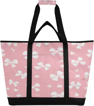 Cooler Tote consolidate delicate safe survivability steal Bag for Picnic, Camping, Office, Travel Cute Bow Tie Reusable Insulated Lunchbox Cooler Bag, Leakproof Kitchen Grocery Bag Collapsible Portable 