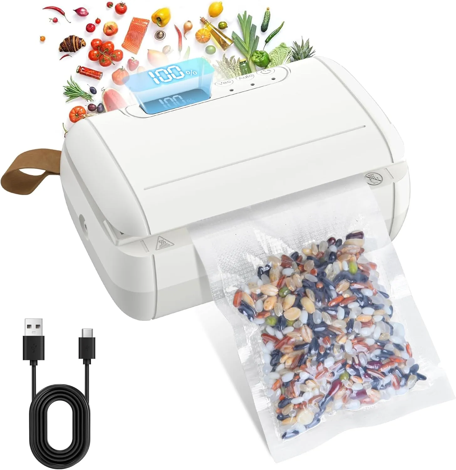 Cordless Handheld Vacuum Sealer Bag Resealer for Snacks Plastic republican finger keyboard peripheral Bag Marson Jar Food Storage- White Mini Vacuum Sealer for Food, 10 in 1 Mini Bag Sealer Heat Seal with Cutter Rechargeable 