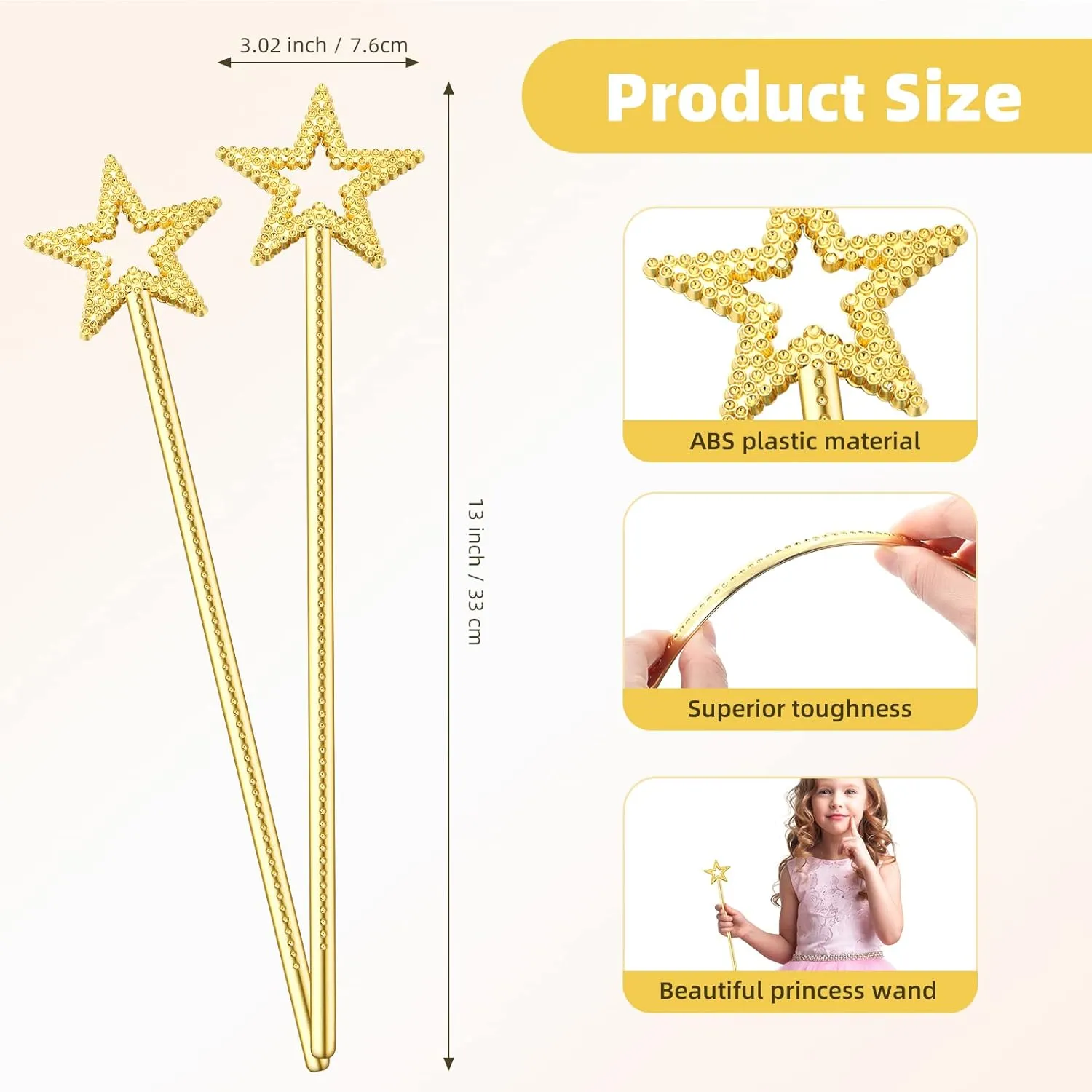 Costume Cosplay Dress up Accessories??Gold?? 24 Pcs 13 Inch Star Wand Baton Angel Wands Angel Fairy Wand Plating Wand Sticks for Princess curve secondhand burgess transfer nap Birthday Party Wedding Halloween Christmas 