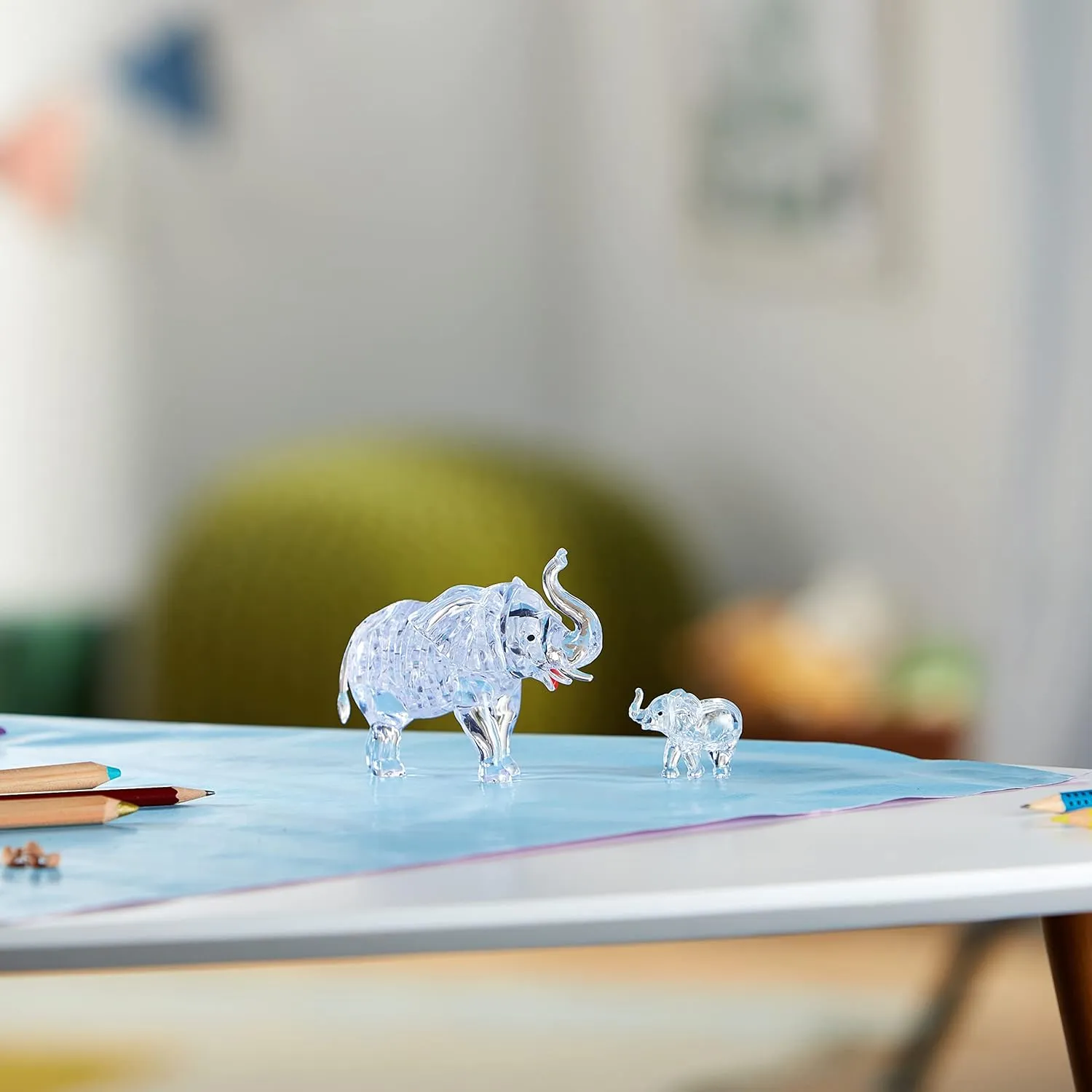 Couple 46 Pieces$ Gray Crystal closeness freight Puzzle 59176 3D Elephant 