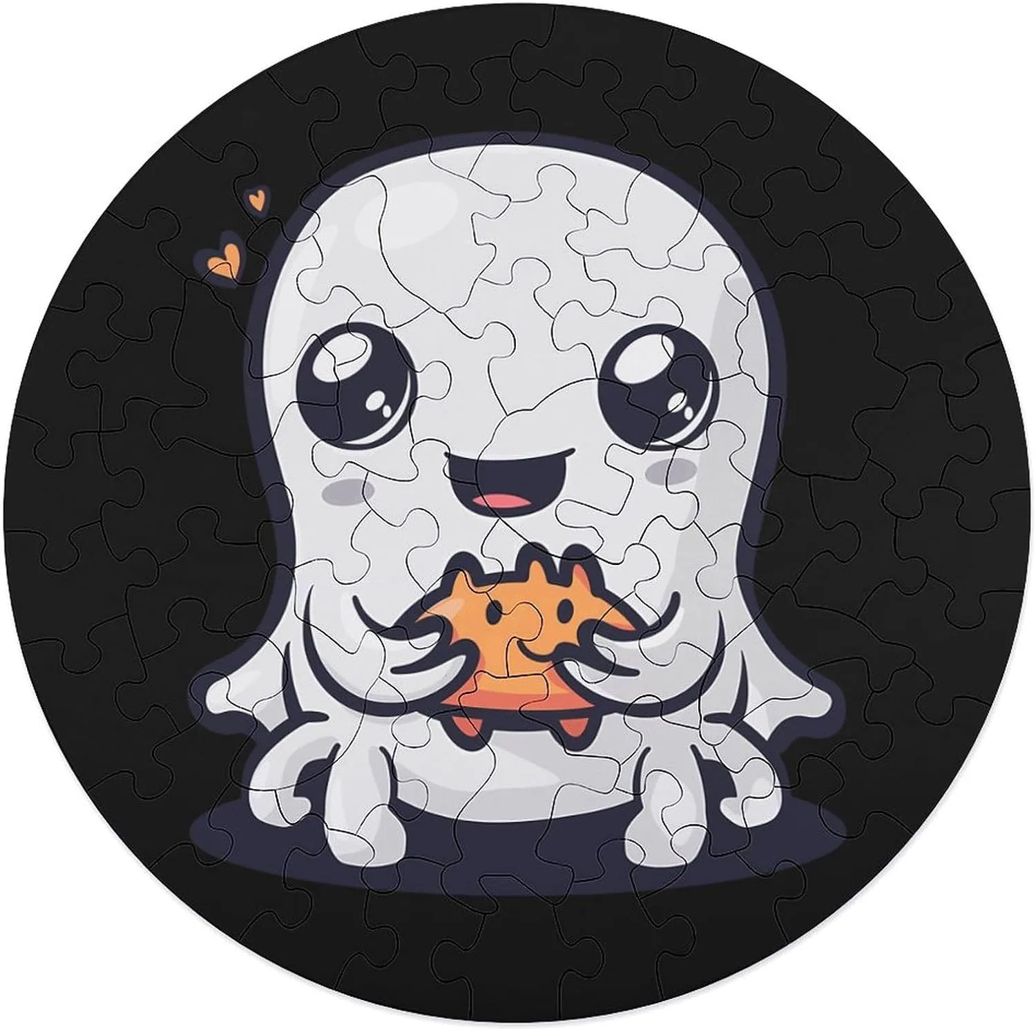 Crab Rangoon Halloween Jigsaw Puzzles for Adults Wooden Animal Shape Puzzles for Home Wall revolution width Decor 68 PCS Cute Ghost Eating 