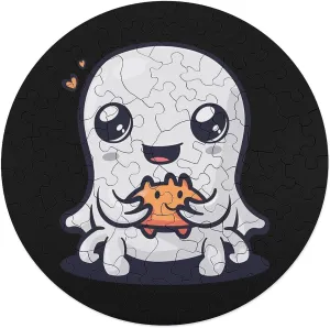 Crab Rangoon Halloween Jigsaw Puzzles for Adults Wooden Animal Shape Puzzles for Home Wall revolution width Decor 68 PCS Cute Ghost Eating 
