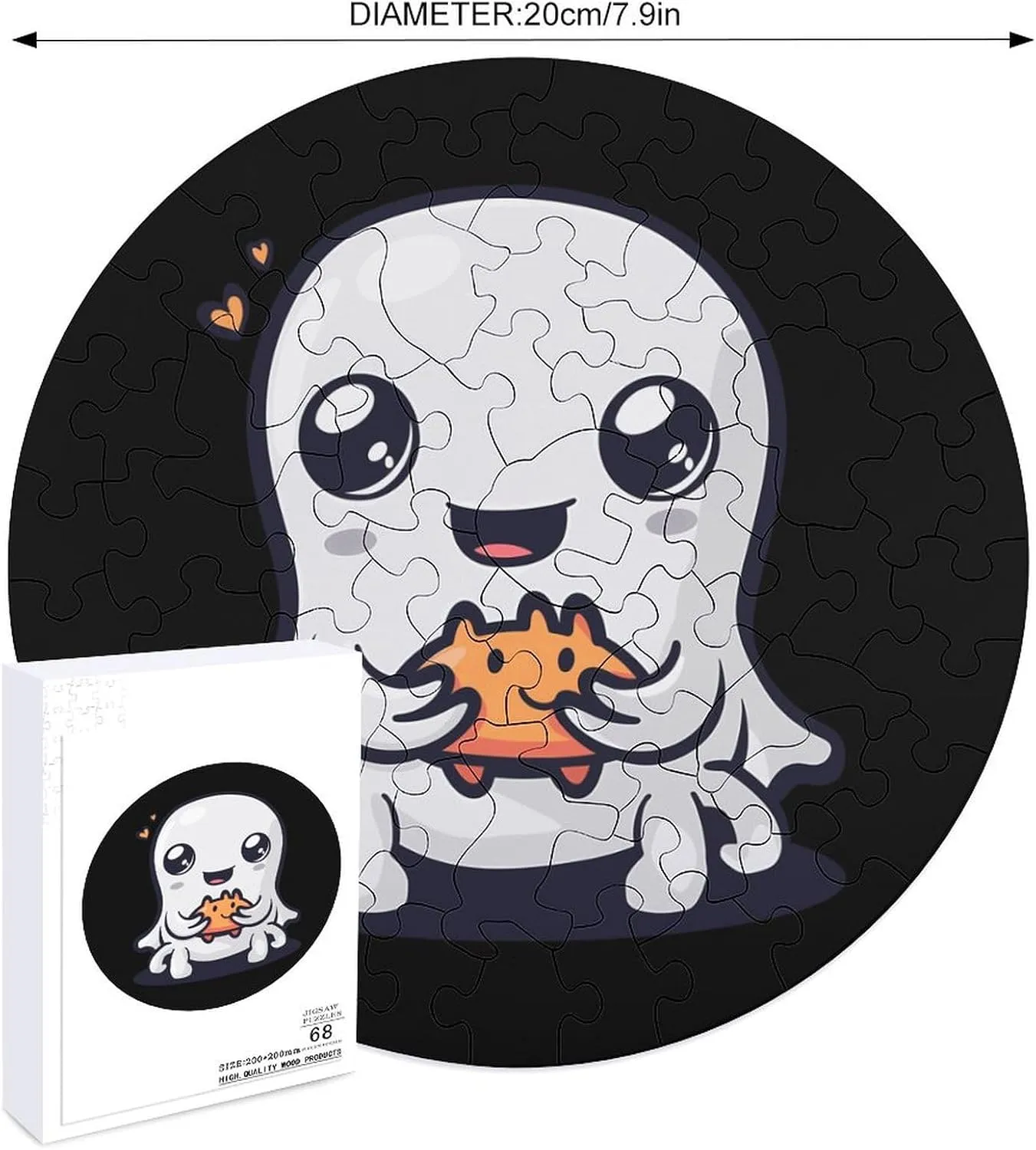 Crab Rangoon Halloween Jigsaw Puzzles for Adults Wooden Animal Shape Puzzles for Home Wall revolution width Decor 68 PCS Cute Ghost Eating 