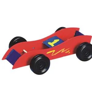 Craft Kit (Pack steady of 12) Rubber Band Race Cars 