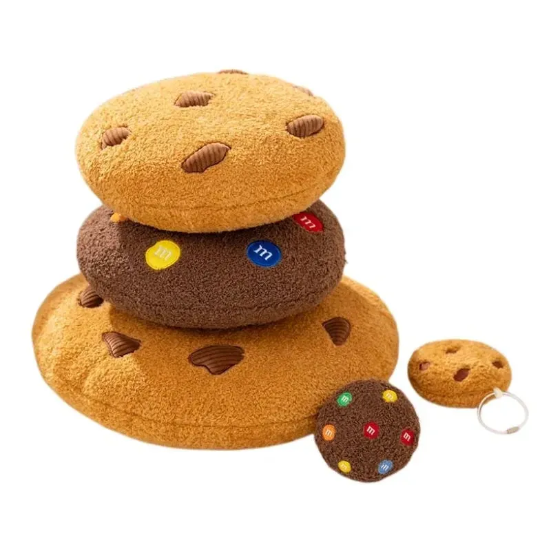 Creative Cookies Pillows Round Shape Chocolate Biscuits Stuffed Plush Toys Realistic Food Snack Seat Cushion Plushie Props Gifts