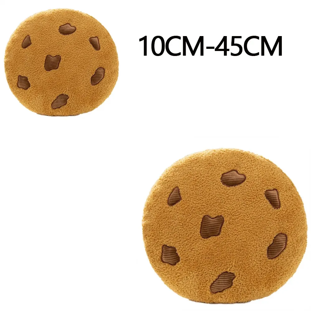 Creative Cookies Pillows Round Shape Chocolate Biscuits Stuffed Plush Toys Realistic Food Snack Seat Cushion Plushie Props Gifts
