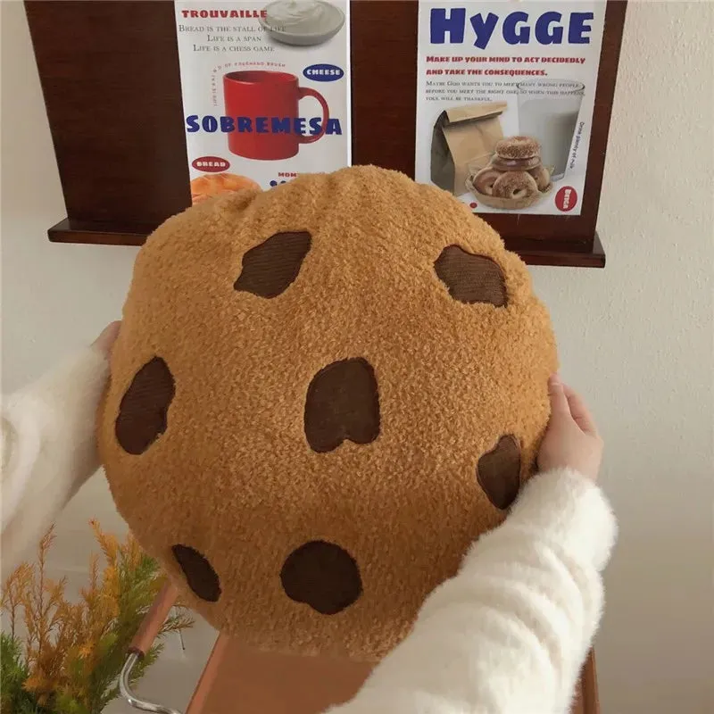 Creative Cookies Pillows Round Shape Chocolate Biscuits Stuffed Plush Toys Realistic Food Snack Seat Cushion Plushie Props Gifts
