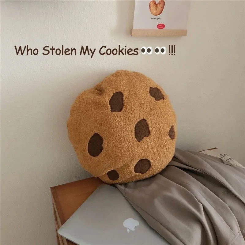 Creative Cookies Pillows Round Shape Chocolate Biscuits Stuffed Plush Toys Realistic Food Snack Seat Cushion Plushie Props Gifts