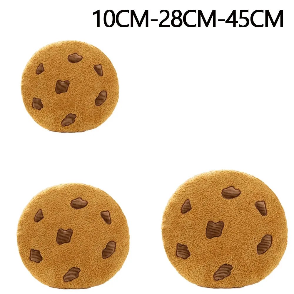 Creative Cookies Pillows Round Shape Chocolate Biscuits Stuffed Plush Toys Realistic Food Snack Seat Cushion Plushie Props Gifts